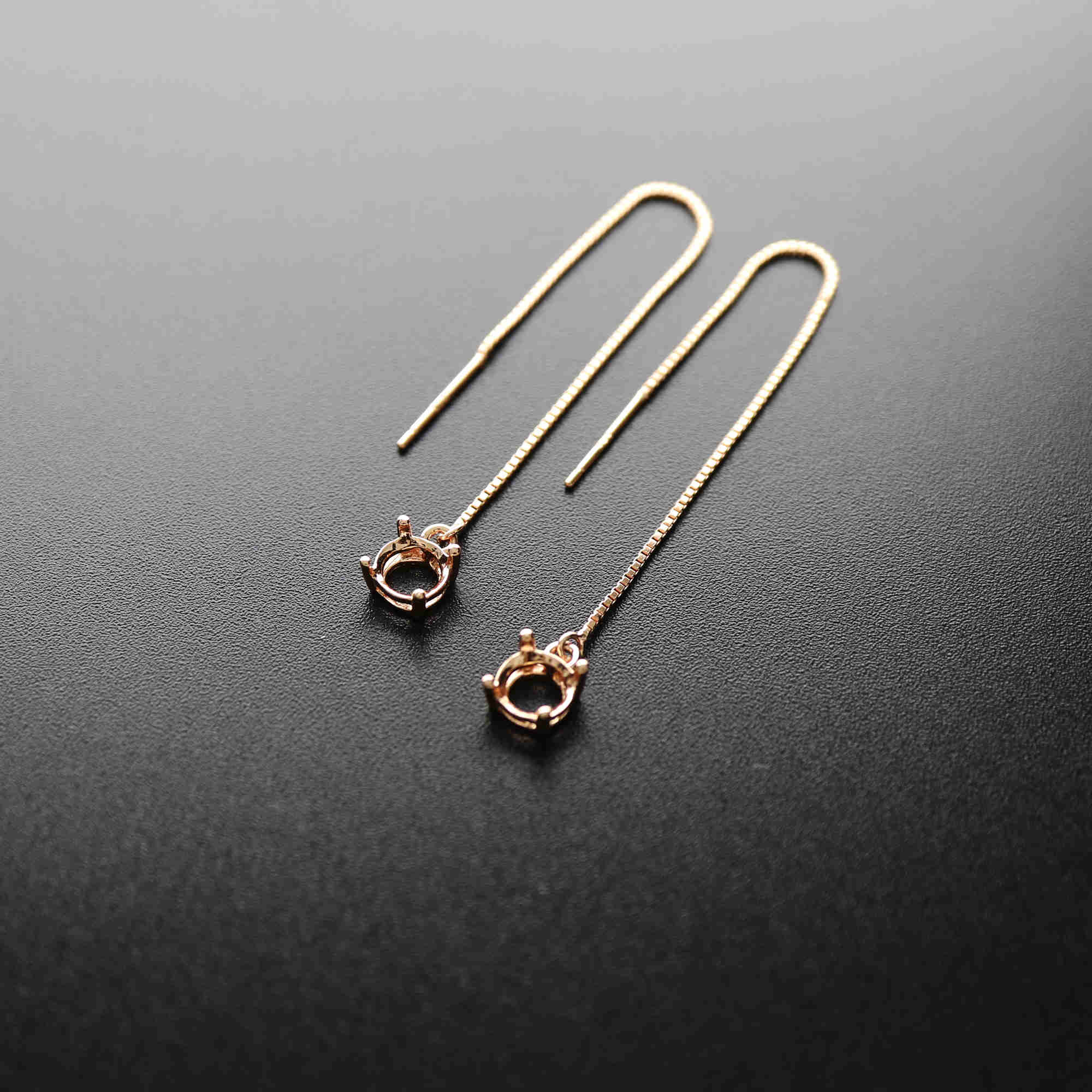 1Pair 5-8MM Round Bezel Solid 925 Sterling Silver Gemstone Prong Earrings Settings DIY Ear Wire Findings Rose Gold Plated 3'' 1706031 - Click Image to Close